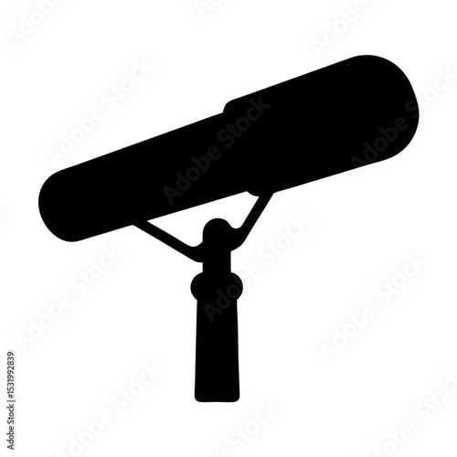 Stylized silhouette of boom microphone on stand for audio recording purposes