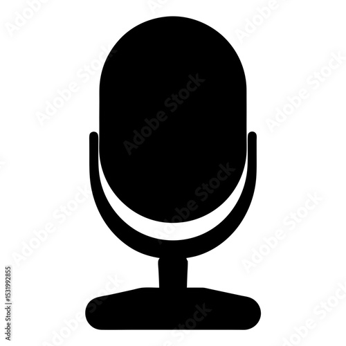 Simple black and white microphone icon for audio recording or podcasting