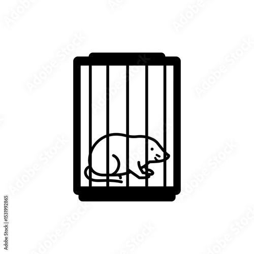 Mole rat inside a narrow cell in stillness