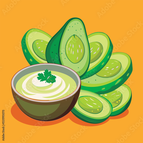 Avocado slices with creamy dip.