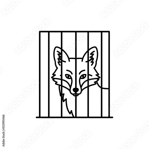 Fox peeking through cage gaps symbolizing curiosity in confinement