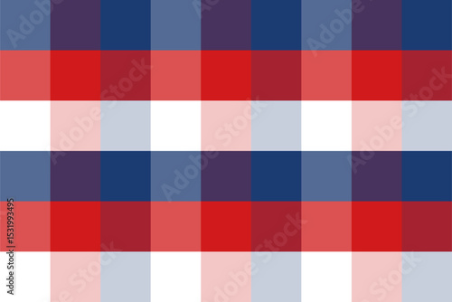 Large check gingham pattern in bold patriotic tones, ideal for 4th of July crafts, party supplies, and fabric.