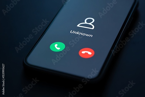 An unknown caller id glows on a dark screen