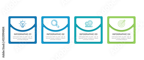 4 Elements Infographic to success. Presentation, Report, Banner, Information, Strategy and Plan. Vector illustration.