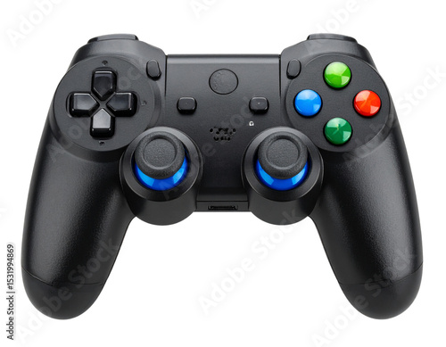 Modern Wireless Gaming Controller with Neon Accents and Textured Grips, Transparent Background.PNG
