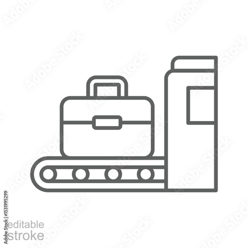 Baggage Screening Icon Thin Line Editable Stroke Outline Style for Airport Security Check or Customs Inspection