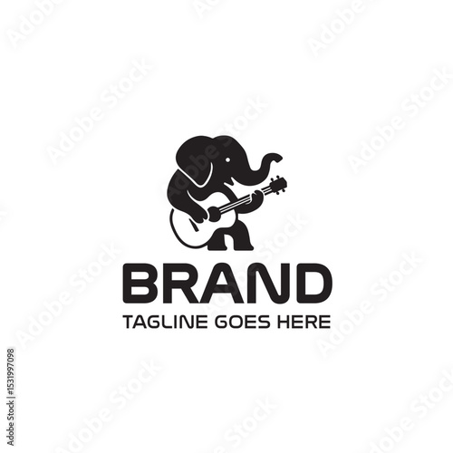Photography Elephant Playing Guitar Logo for a Brand