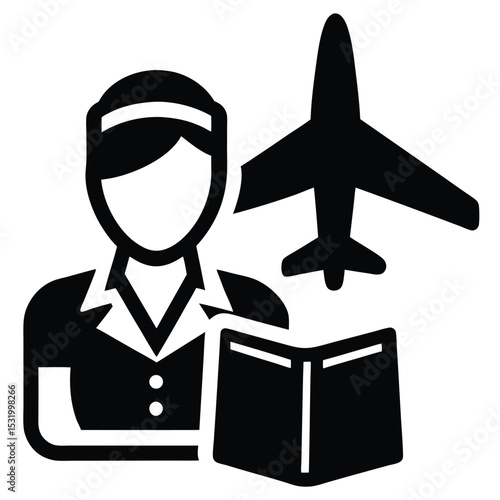 flight attendant element isolated aircraft manual on white background