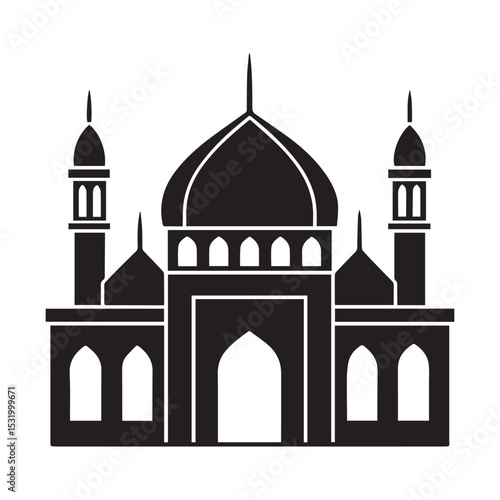 taj mahal icon silhouette vector illustration 
