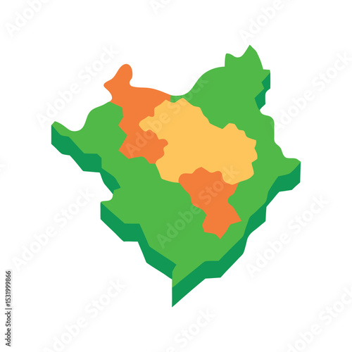 Isometric map of brazil with acre in highlighted colors