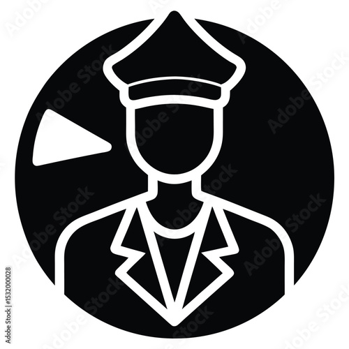 flight attendant element isolated captain announced on white background