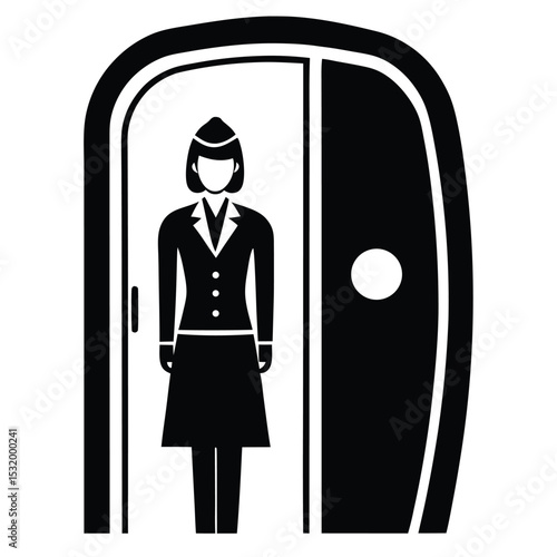 flight attendant element isolated cockpit door on white background