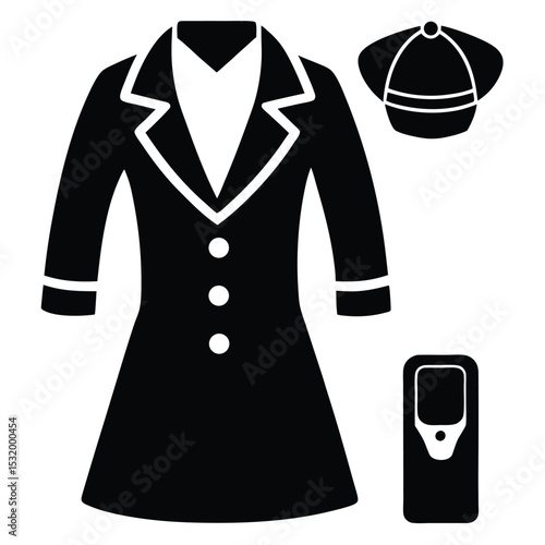 flight attendant element isolated crew phone on white background