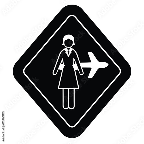 flight attendant element isolated exit sign on white background
