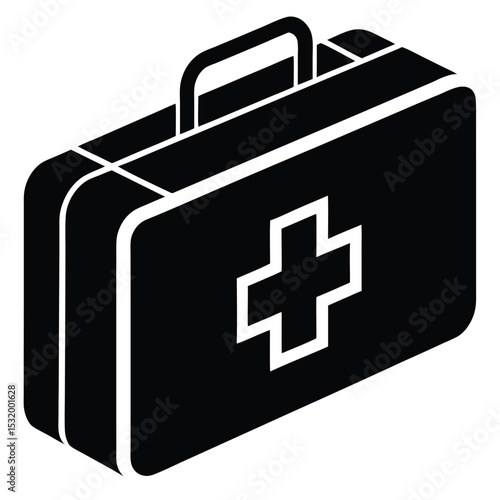 flight attendant element isolated first aid kit on white background