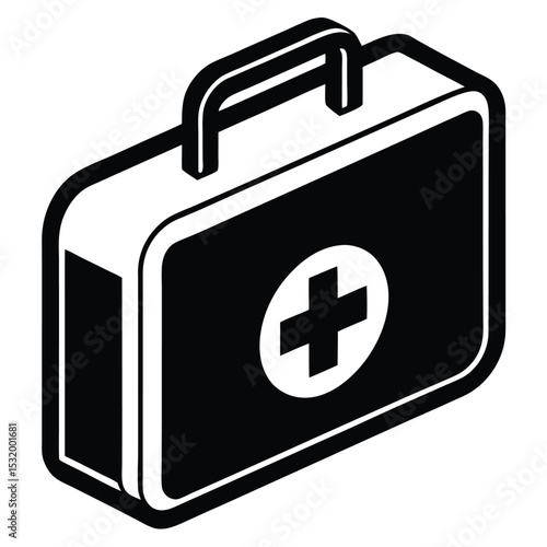 flight attendant element isolated first aid kit on white background