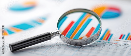 Analyzing business growth through data insights office environment infographic charts close-up viewpoint strategic planning for effective decision-making