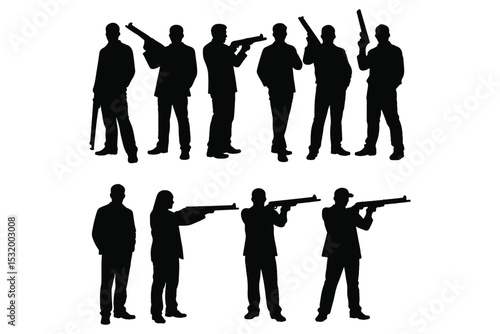 pistol shooting sport silhouette collection set. air pistol, handgun, shoot