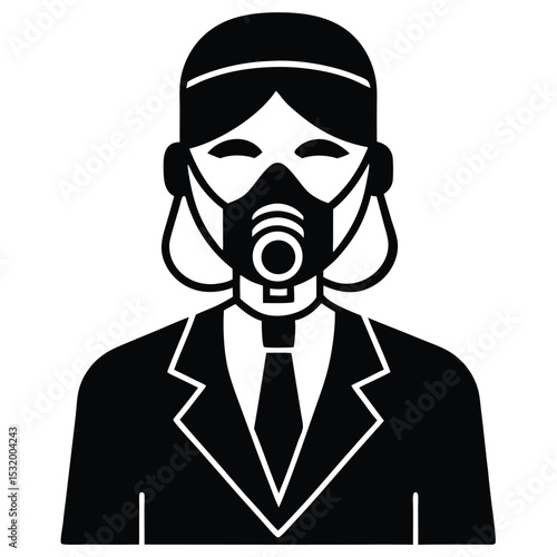 flight attendant element isolated oxygen mask on white background