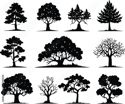 Diverse Tree Silhouettes Collection