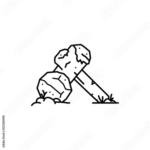 Black Lined Stone Cudgel with Moss Icon