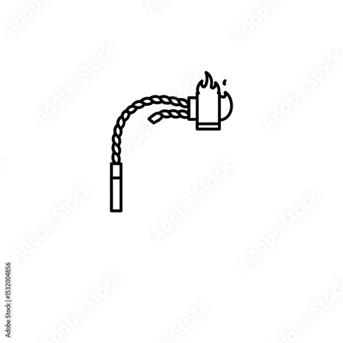 Black Lined Icon of Burning Rope Flail