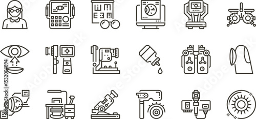 Comprehensive Guide to Ophthalmology Equipment Icons and Illustrations of Eye Care Technology