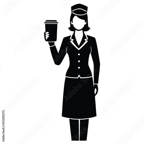 flight attendant element isolated reusable cup on white background