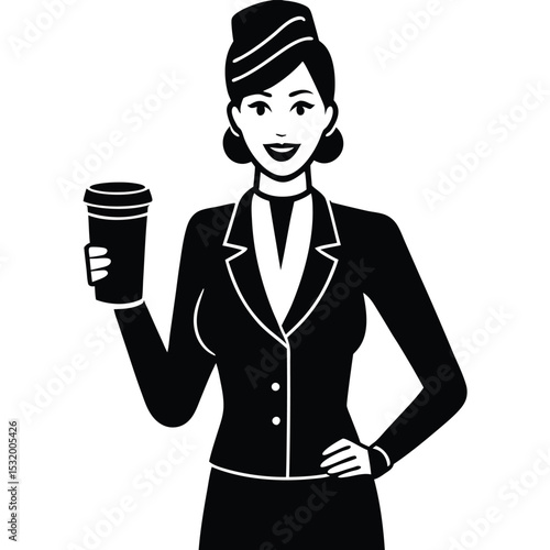 flight attendant element isolated reusable cup on white background