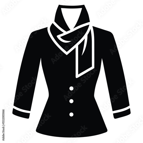 flight attendant element isolated scarf on white background
