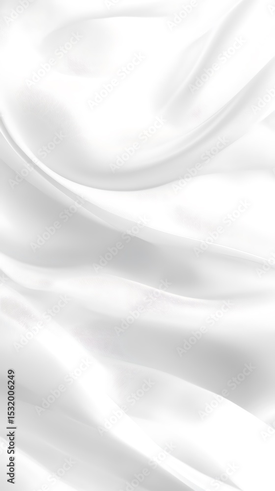 Fototapeta premium Gentle waves of pure white fabric cascade across the surface in a delicate pattern