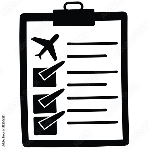 flight attendant element isolated service checklis on white background
