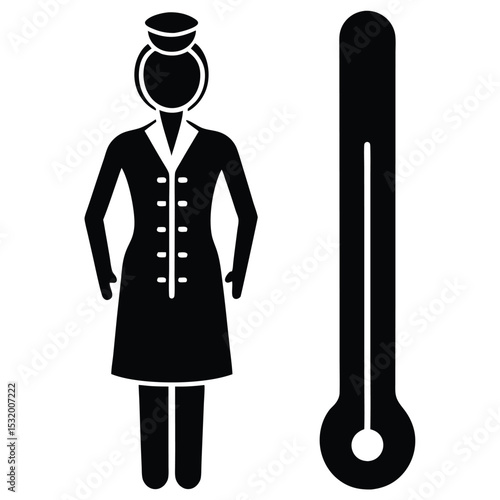 flight attendant element isolated thermometer on white background