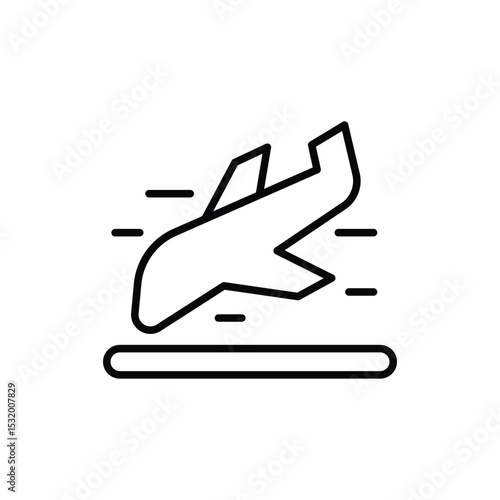 Landing Plane Icon Thin Line Outline Style for Air Travel Arrival and Aviation Services