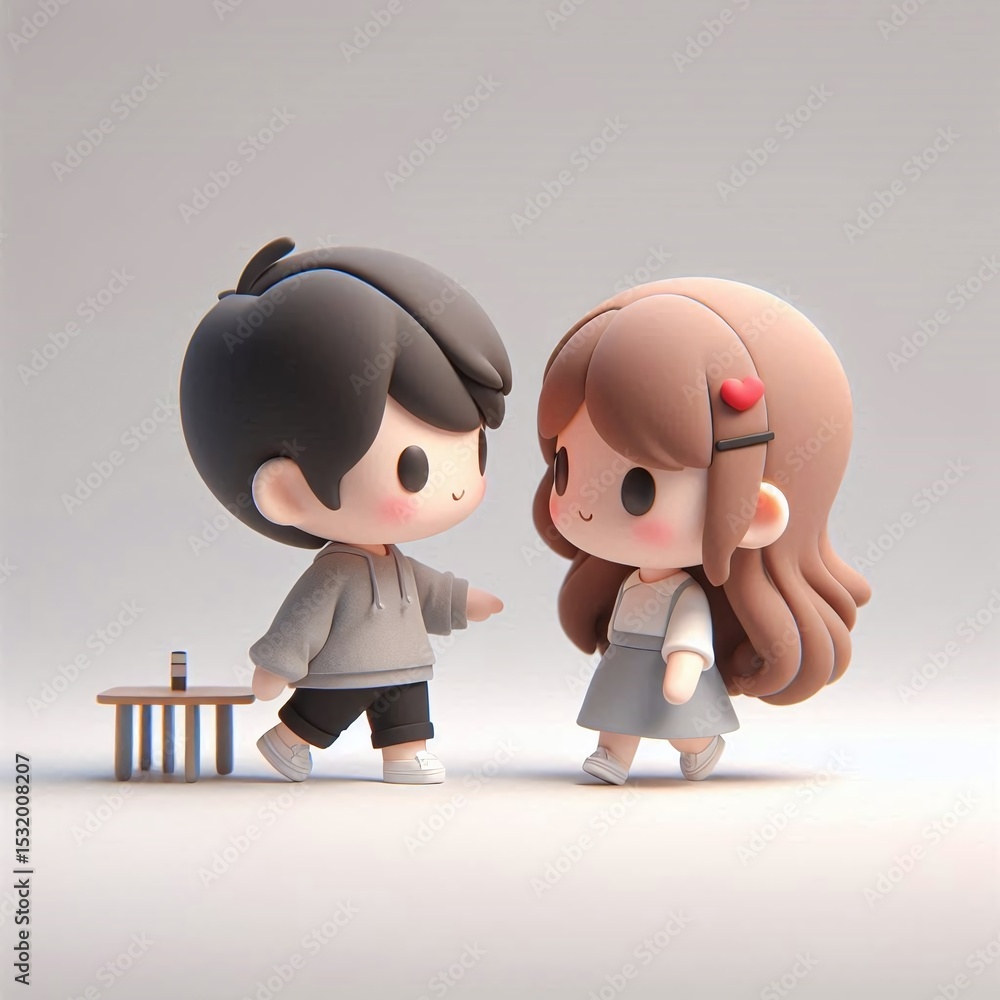 Fototapeta premium Sweet and cute couple miniature