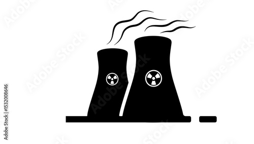 nuclear reactor symbol, black isolated silhouette