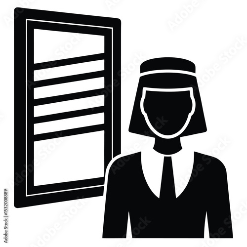 flight attendant element isolated window shade icon on white background