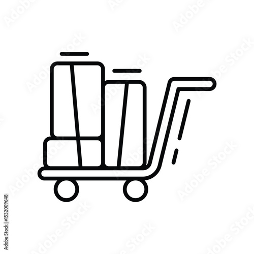 Luggage Cart Icon Thin Line Outline Style for Airport Baggage Handling and Transport