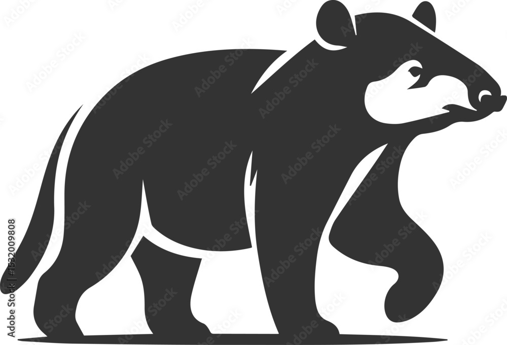 Fototapeta premium Animal vector silhouette of a tapir