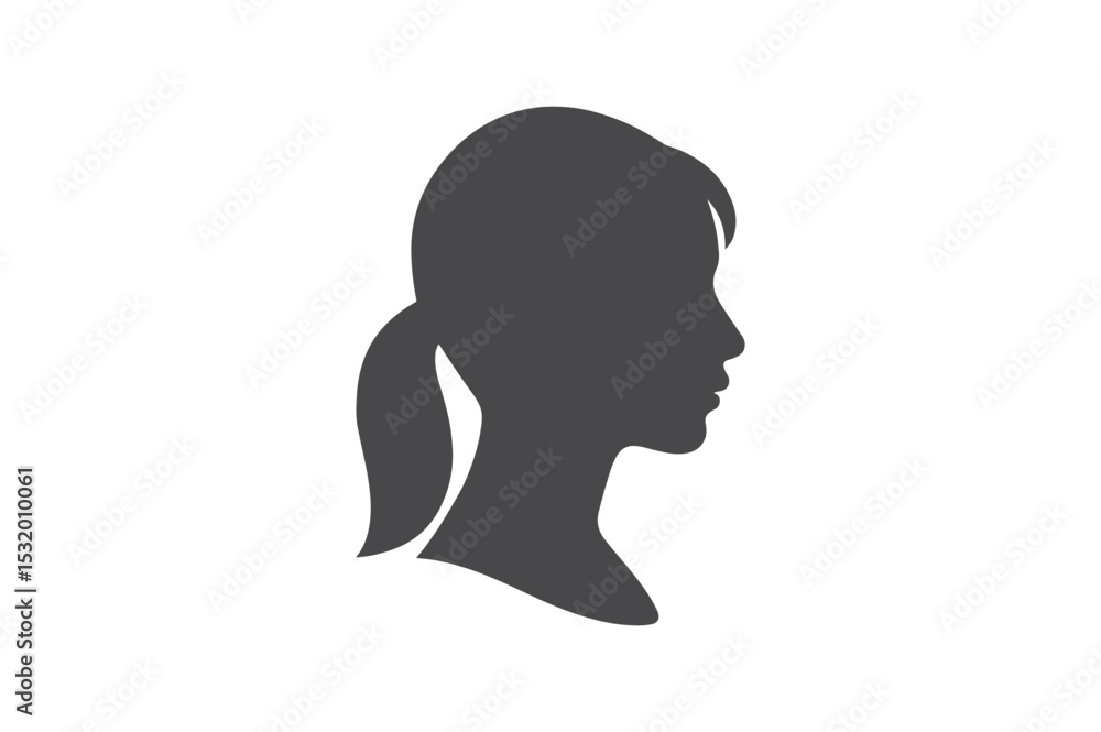 Asian Woman Profile silhouette vector with white background Asian Woman Profile silhouette vector with white background