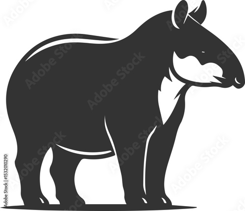 Animal vector silhouette of a tapir