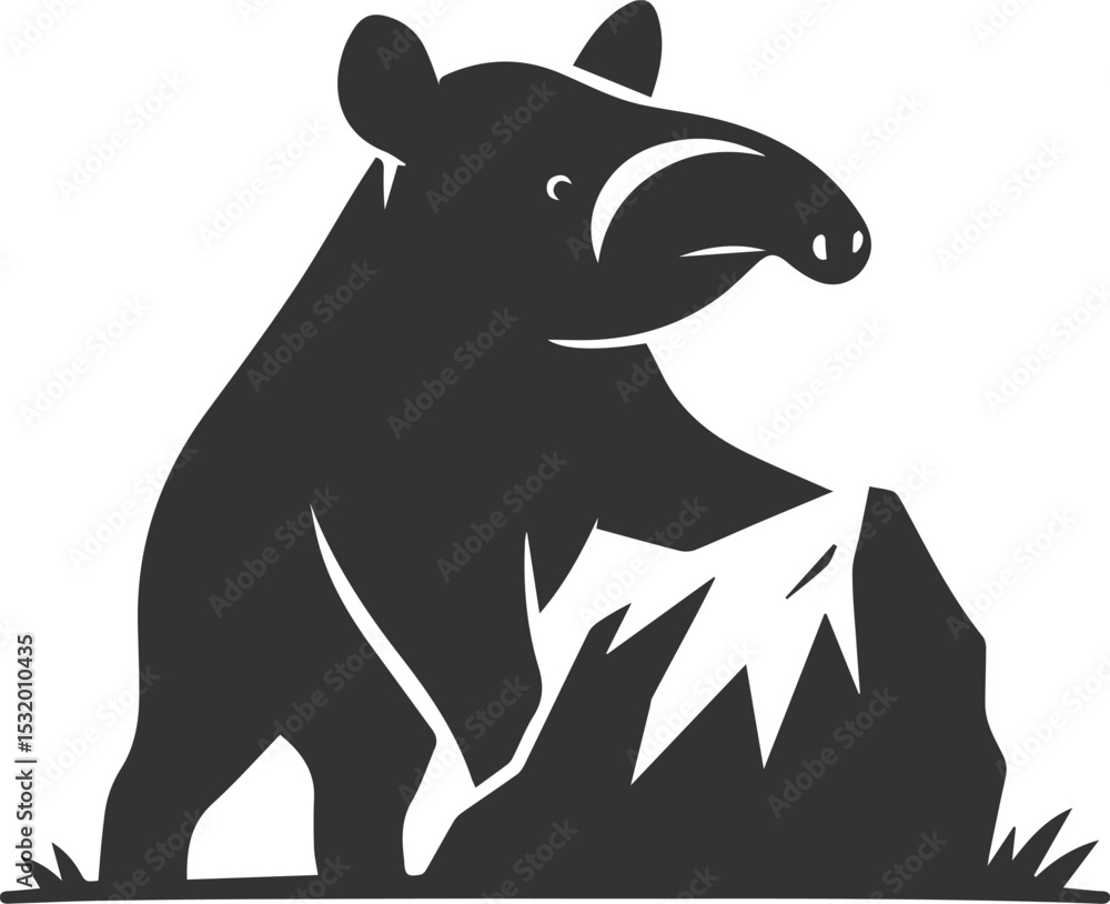 Fototapeta premium Animal vector silhouette of a tapir