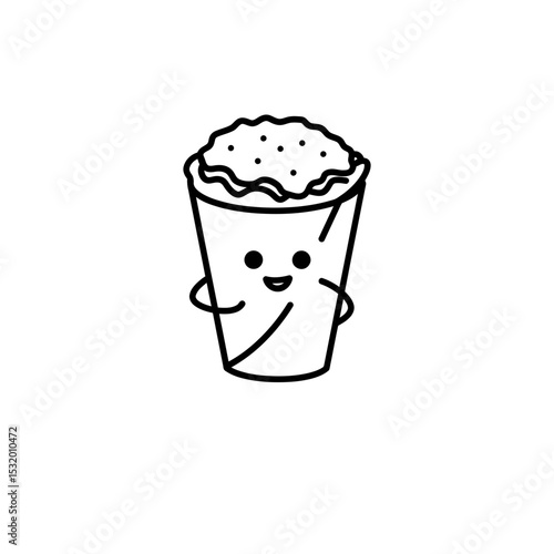 Black Line Icon of Brave Falafel Character