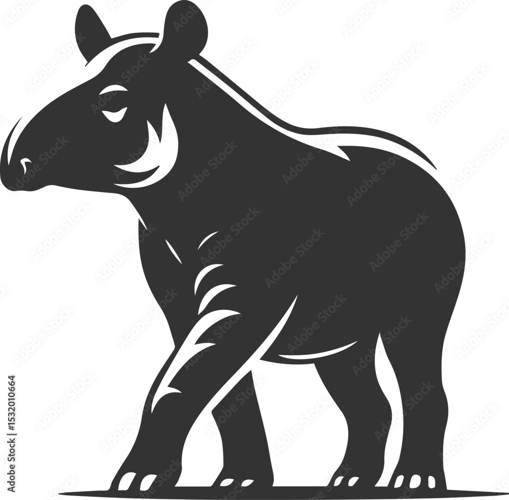 Fototapeta premium Animal vector silhouette of a tapir