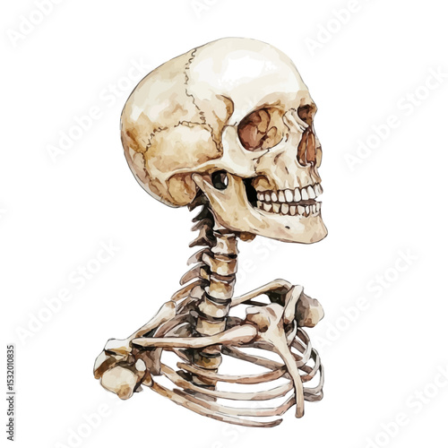 Skeleton Structure Accessories, watercolor clipart vector, isolated on a white background.