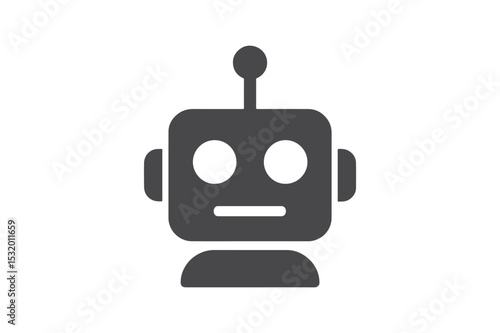 Robot Head Icon silhouette vector with white background