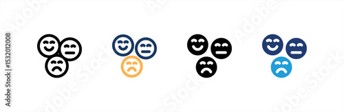 Emoji icon set multiple style collection. Vector illustration.