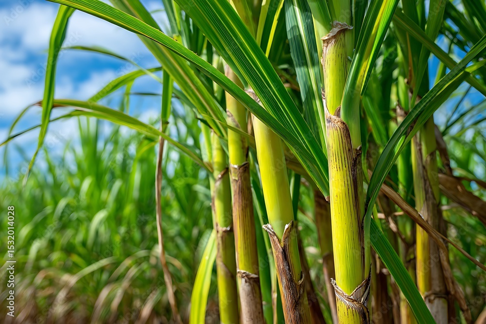 Fototapeta premium Detailed View of Sugarcane in Agricultural Field