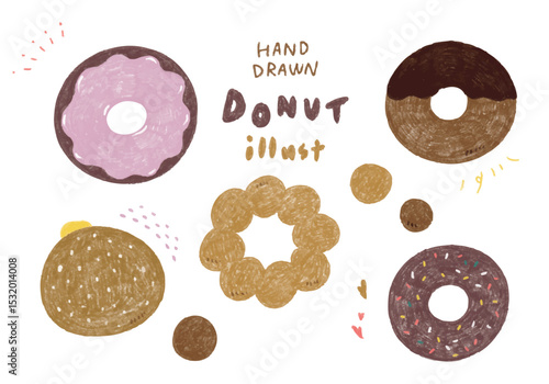かわいいドーナツのイラストセット