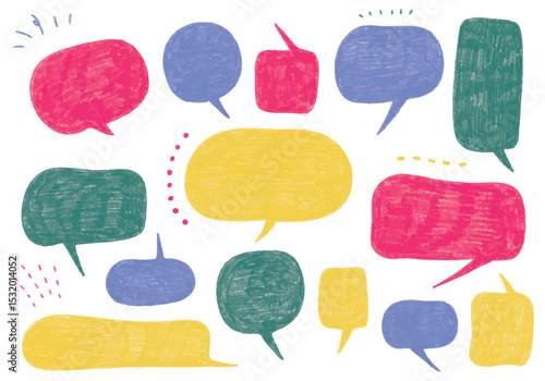 手描きのクレヨンのふきだしセット